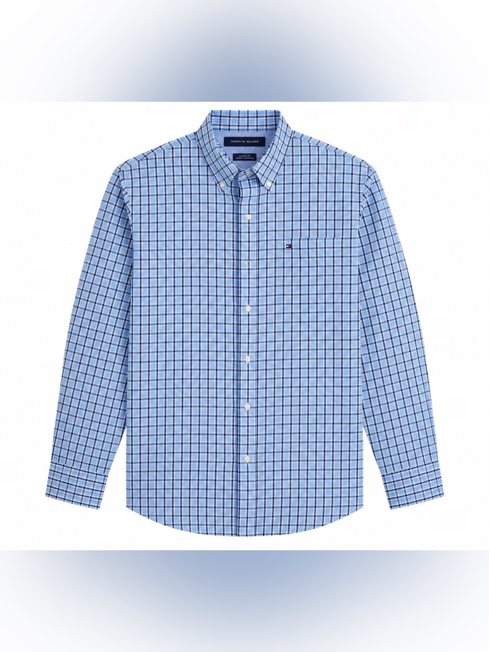 Tommy Hilfiger Blue and Navy Check Long-Sleeve Button-Down Shirt